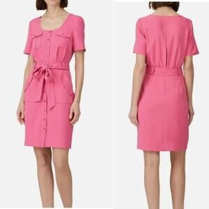 Badgley Mischka Casual Belted Tie Sheath Dress Dress Hot Pink Women's Size 12